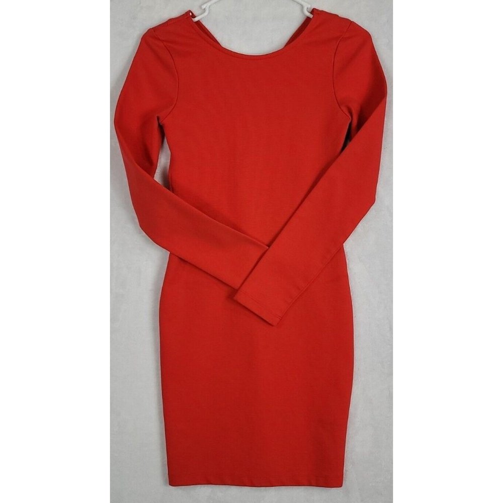 ASOS Women's Red Corral  V-Cage Zip Back Body Con Dress USA Size 2 UK 6 EUR 34